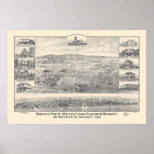 Poster Palo Alto, CA. Carte panoramique 1888 (1658A)
