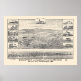 Poster Palo Alto, CA. Carte panoramique 1888 (1658A)