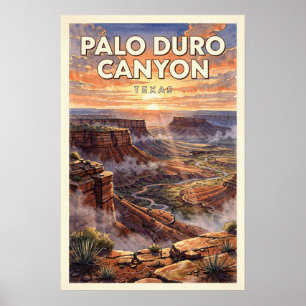 Poster Palo Duro Canyon Texas Voyage Rétro