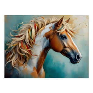 Poster Palomino Peinture Mustang Portrait