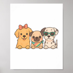 Poster Pals de chiots - Trio de chiens mignons en style p