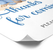 Poster Pampa fleurs bleu ours en peluche merci d'être ven (Coin)