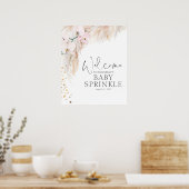Poster Pampas Baby shower Floral Grass Bienvenue (Cuisine)
