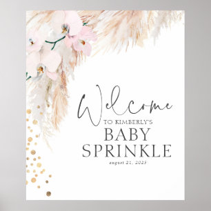 Poster Pampas Baby shower Floral Grass Bienvenue