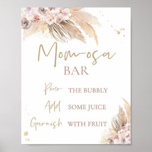 Poster Pampas Boho en laiton Baby shower Décor Momosa