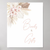 Poster Pampas Floral Rose Boho Baby showers Livres & Cade (Devant)