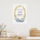 Poster Pampas Grass and Dusty Blue Flower Mariage Welcome (Cuisine)