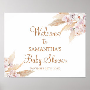 Poster Pampas Grass Baby shower Fille Signal de bienvenue
