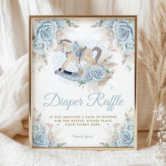 Poster Pampas Grass Blue Floral Rocse Cheval Diaper