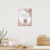 Poster Pampas Grass Blush Floral Cute Teddy Bear Arche (Cuisine)