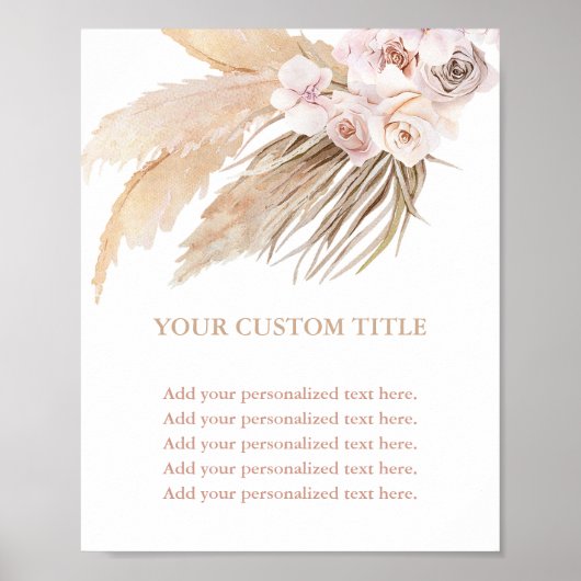 Poster Pampas grass boho désert thème personnalisé (Devant)