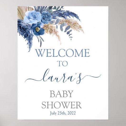 Poster Pampas Grass Boy Baby shower Panneau de bienvenue (Devant)