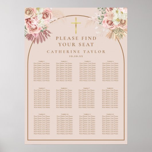 Poster Pampas Grass Christian Event Seating Chart (Devant)