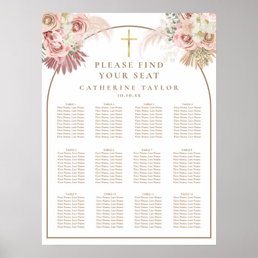 Poster Pampas Grass Christian Event Seating Chart (Devant)