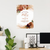 Poster Pampas Grass cuivre rouille Florale Mariage Bienve (Bureau à domicile)