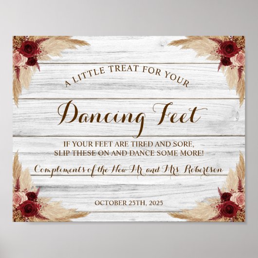 Poster Pampas Grass Danser Pieds Flip Flops Mariage Signa (Devant)