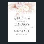 Poster Pampas Grass et Anthuriums blancs Mariage Bienvenu<br><div class="desc">Anthuriums et pampas herbe signe de bienvenue mariage</div>