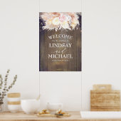 Poster Pampas Grass et Fleurs roses Accueil Mariage (Cuisine)