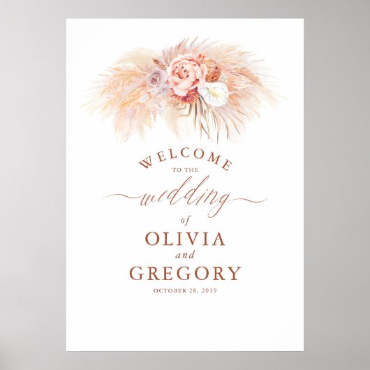 Poster Pampas Grass Floral Terracotta Mariage Bienvenue (Devant)