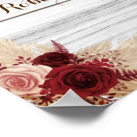 Poster Pampas Grass Meilleure Journée Mariage Date Oui Si (Coin)