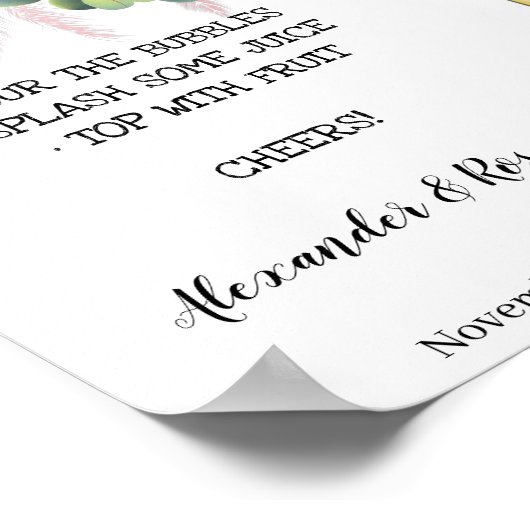 Poster Pampas Grass Mimosa Bar Bridal Shower, Mariage (Coin)