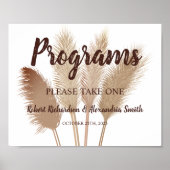 Poster Pampas Grass Programmes Cérémonie Mariage Signal (Devant)