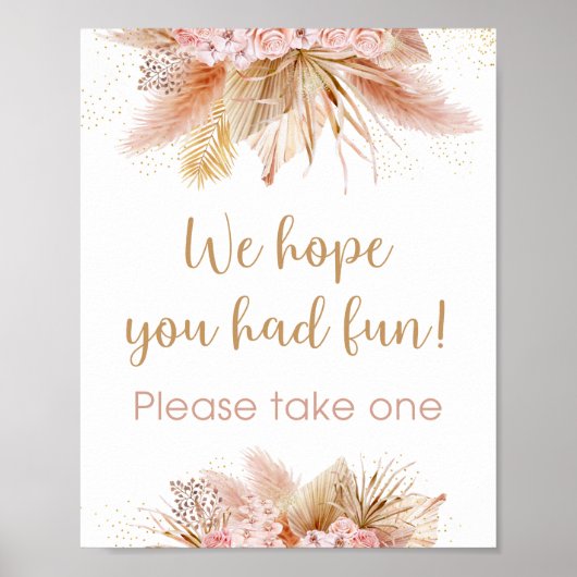 Poster Pampas Grass rose Baby shower floral Favoriser Sig (Devant)