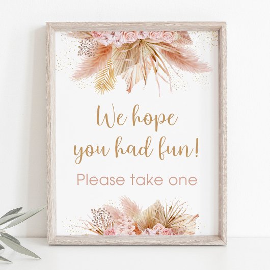 Poster Pampas Grass rose Baby shower floral Favoriser Sig