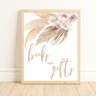 Poster Pampas herbe boho désert livres et cadeaux signe