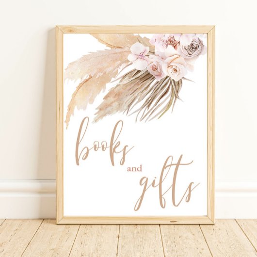 Poster Pampas herbe boho désert livres et cadeaux signe