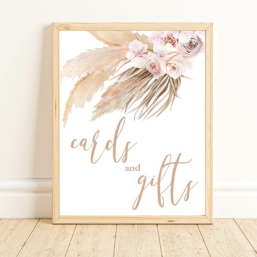 Poster Pampas herbe boho dessert cartes et cadeaux
