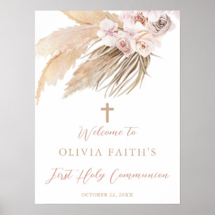 Poster Pampas herbe boho première communion signe de bien