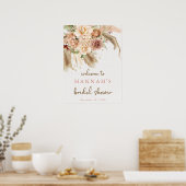 Poster Pampas herbe boho rose signe de bienvenue (Cuisine)