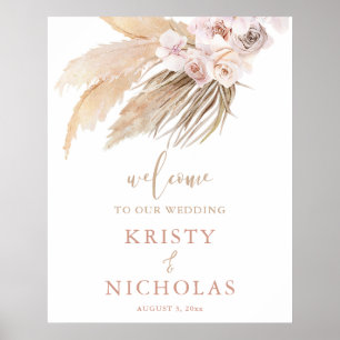 Poster Pampas herbe boho thème mariage accueil