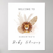 Poster Pampas Lion baby shower invitation Panneau de bien (Devant)