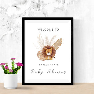 Poster Pampas Lion baby shower invitation Panneau de bien