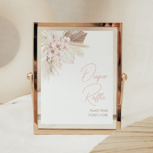 Poster Pampas rose Floral Baby shower Boho Déchets Raffin