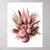Poster Pampas rose Floral Fleurs de saumons en laiton dan (Devant)