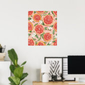 Poster Pamplemousse rose Pop – Citron aquarelle rétro (Bureau à domicile)