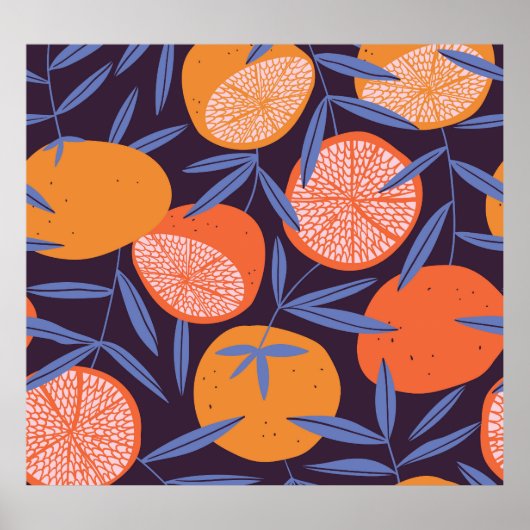Poster Pamplemousse Vintage, Motif de fruits tropicaux. (Devant)