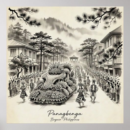 Poster Panagbenga Festival Baguio Philippines Flower Fest (Devant)