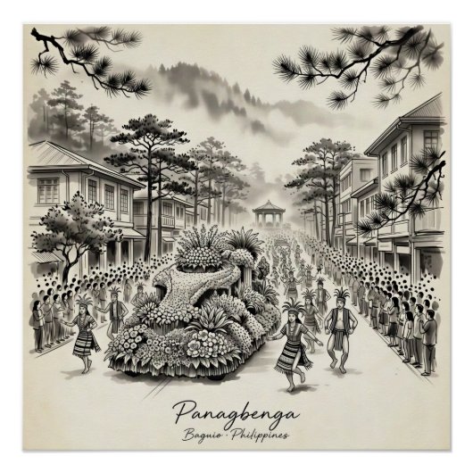 Poster Panagbenga Festival Baguio Philippines Flower Fest (Devant)