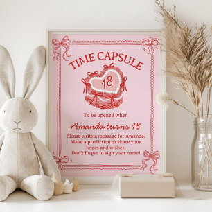 Poster Pancake avec ruban rouge et rose Signe de capsule 
