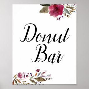 Poster Pancake Bar Fleurs Bourgogne Panneau de Mariage