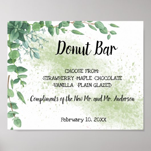 Poster Pancake Bar Sweets Table Mariage Panneau Eucalyptu (Devant)