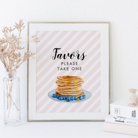 Poster Pancake rose Signe de faveur de Brunch pour la dou