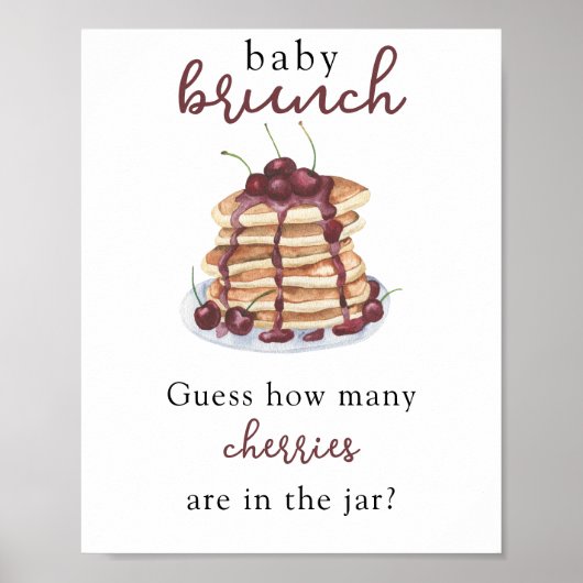 Poster Pancakes Baby shower Devinez combien de cerises (Devant)