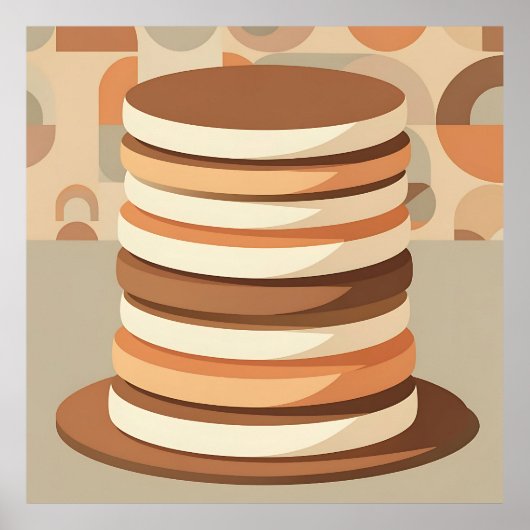 Poster Pancakes Empilés Rétro (Devant)