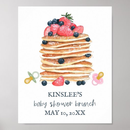 Poster Pancakes et Pacificateurs Baby shower Brunch Bienv (Devant)