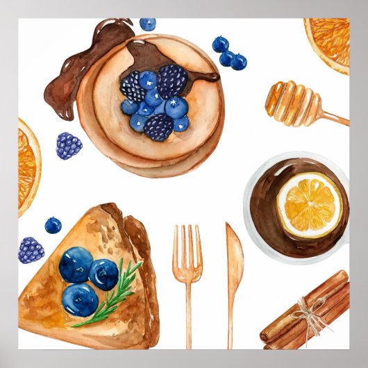 Poster Pancakes Moderne Cuisine Beauté Petit déjeuner (Devant)